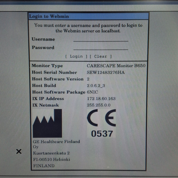 GE Healthcare Carescape B650 Neonatal Care Patient Monitor