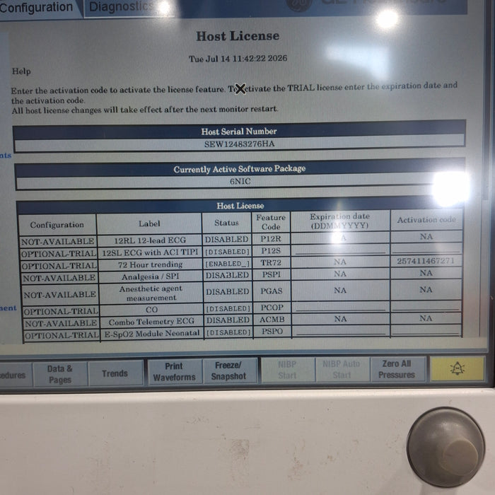 GE Healthcare Carescape B650 Neonatal Care Patient Monitor