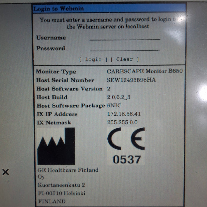 GE Healthcare Carescape B650 Neonatal Care Patient Monitor