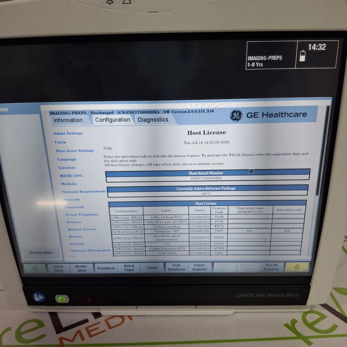GE Healthcare Carescape B450 Critical Care Patient Monitor