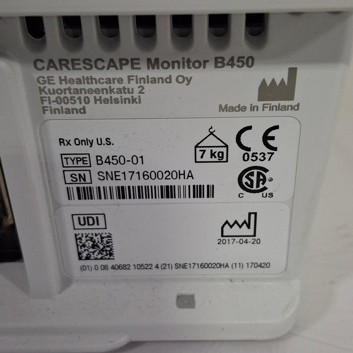 GE Healthcare Carescape B450 Critical Care Patient Monitor