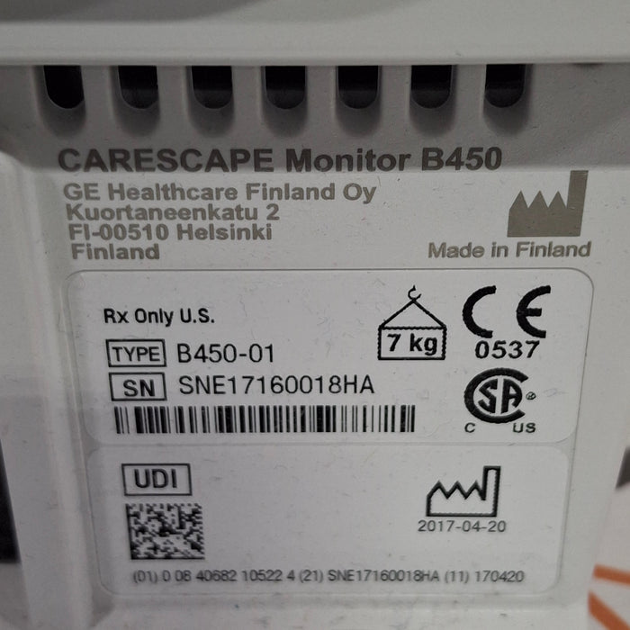 GE Healthcare Carescape B450 Critical Care Patient Monitor
