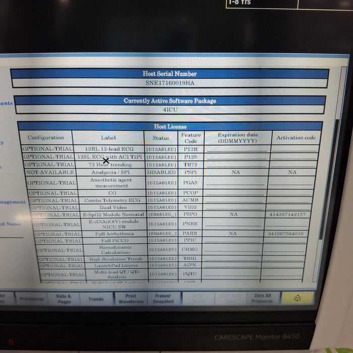 GE Healthcare Carescape B450 Critical Care Patient Monitor