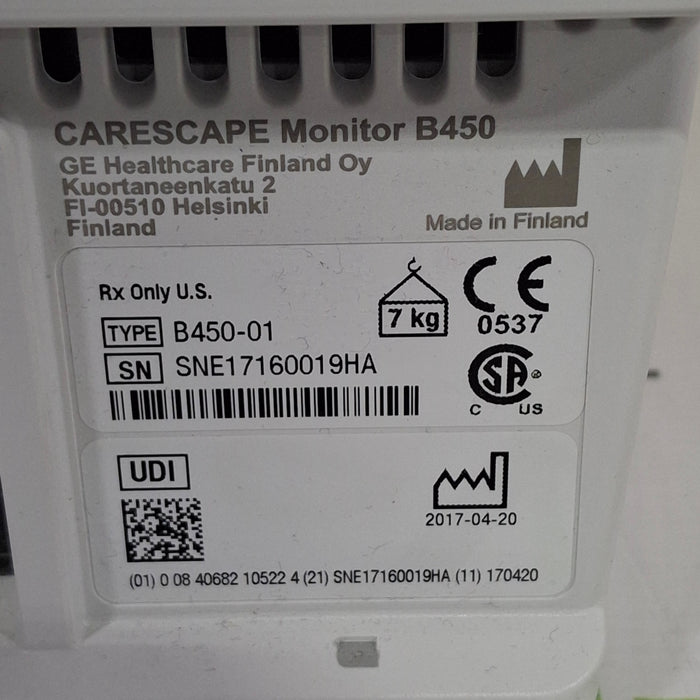 GE Healthcare Carescape B450 Critical Care Patient Monitor