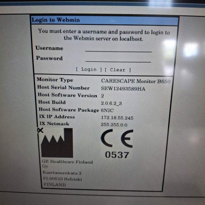 GE Healthcare Carescape B650 Neonatal Care Patient Monitor