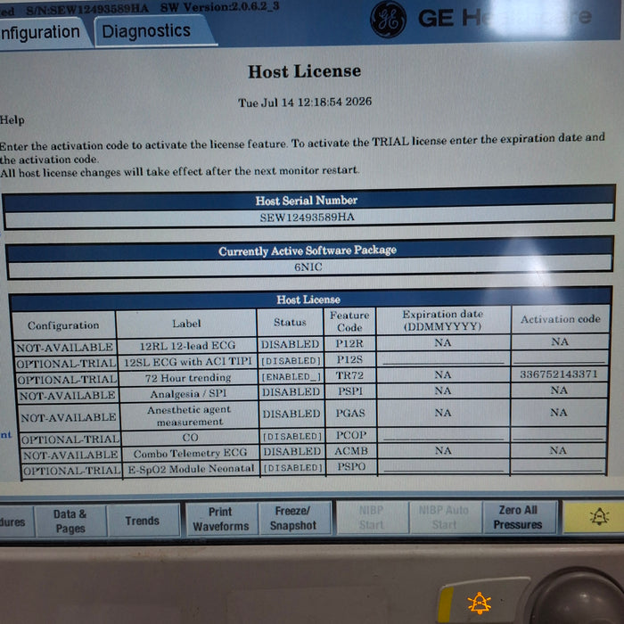 GE Healthcare Carescape B650 Neonatal Care Patient Monitor