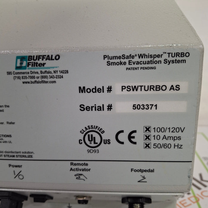 Buffalo Filter PlumeSafe Whisper Turbo Smoke Evacuation System