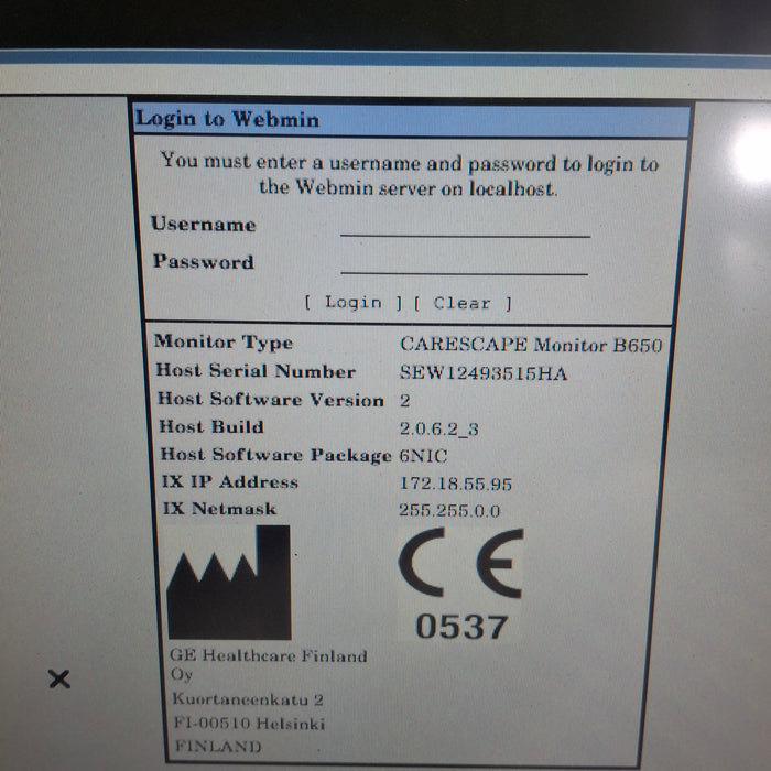 GE Healthcare Carescape B650 Neonatal Care Patient Monitor