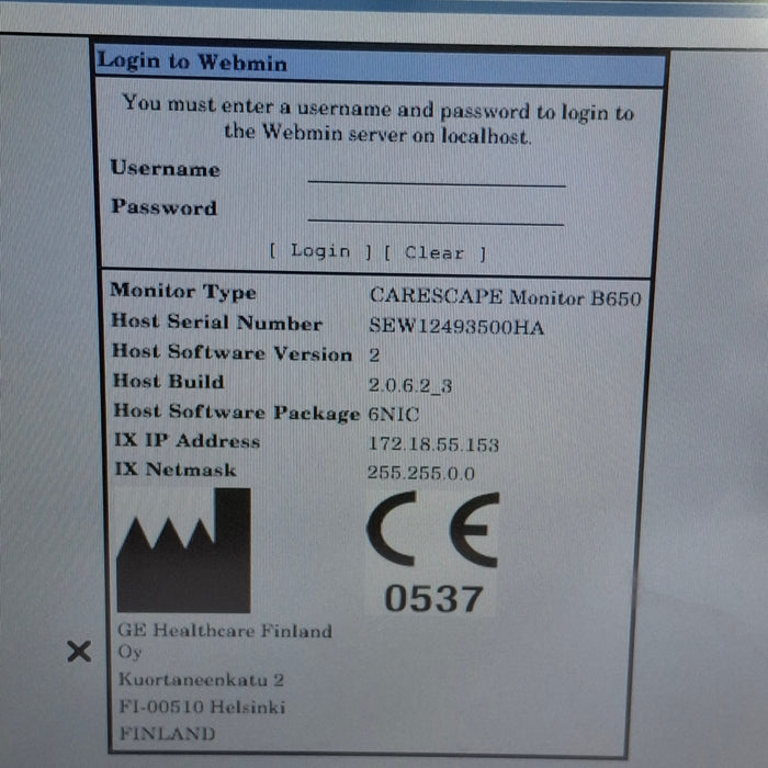 GE Healthcare Carescape B650 Neonatal Care Patient Monitor