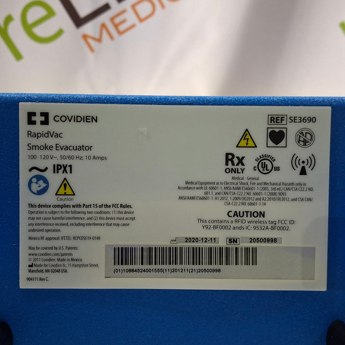 Covidien RapidVac SE3690 Smoke Evacuator