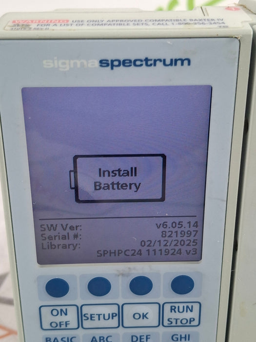 Baxter Sigma Spectrum 6.05.14 without Battery Infusion Pump