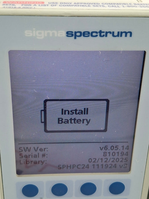 Baxter Sigma Spectrum 6.05.14 without Battery Infusion Pump