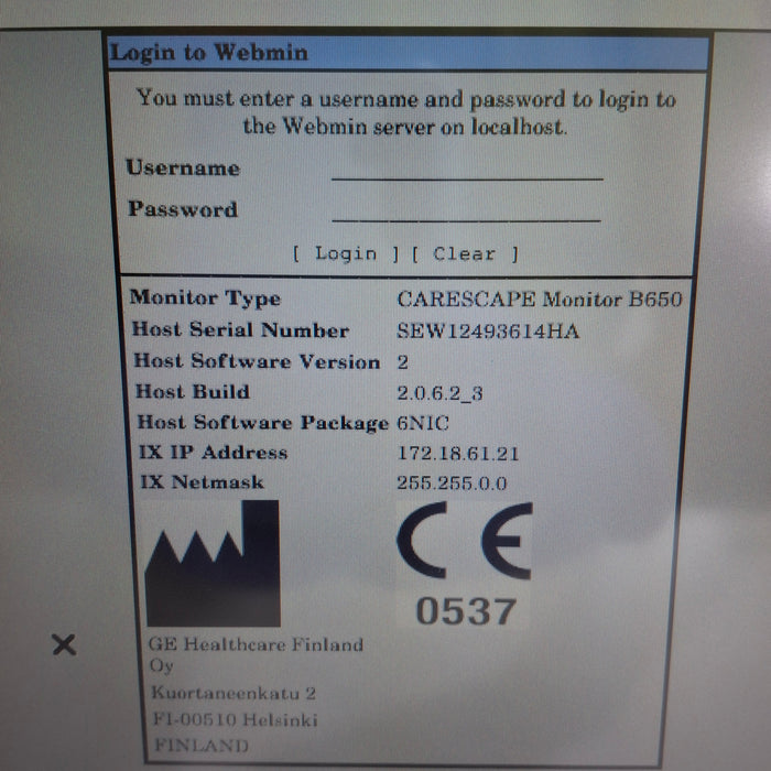 GE Healthcare Carescape B650 Neonatal Care Patient Monitor
