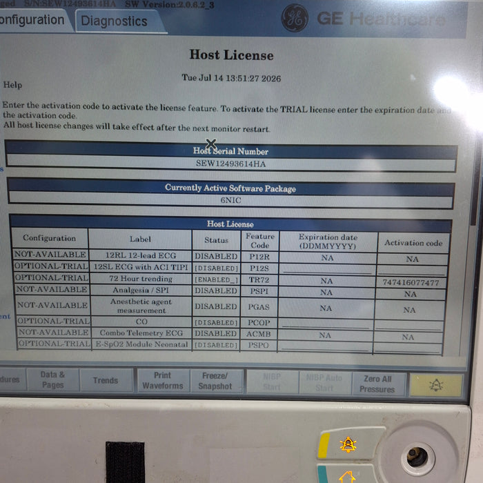 GE Healthcare Carescape B650 Neonatal Care Patient Monitor
