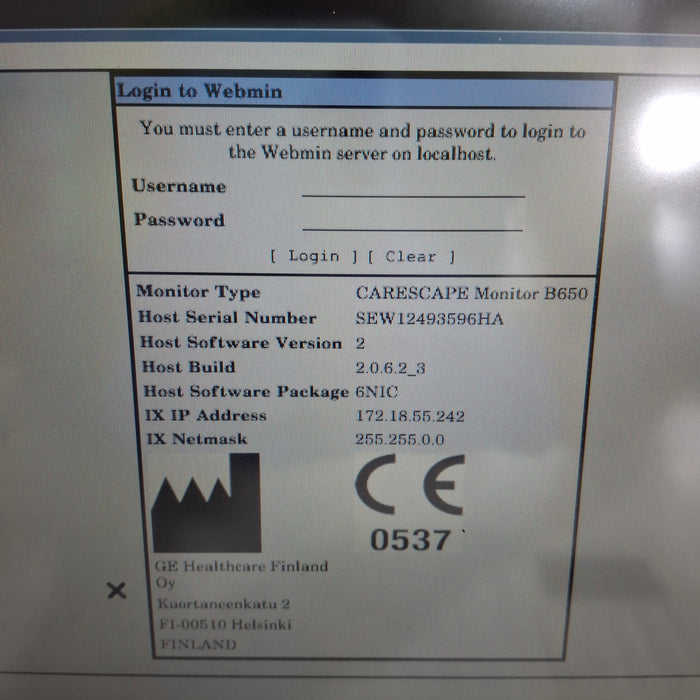 GE Healthcare Carescape B650 Neonatal Care Patient Monitor