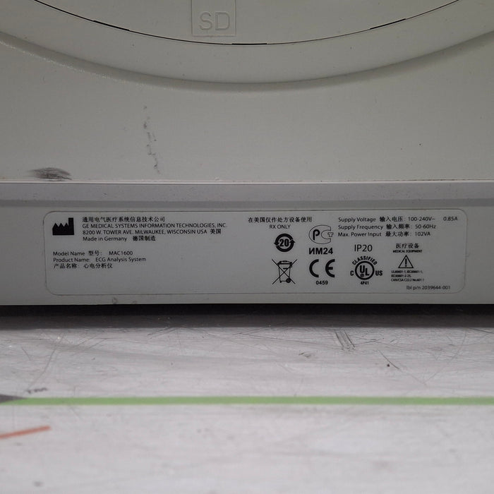 GE Healthcare MAC 1600 ECG