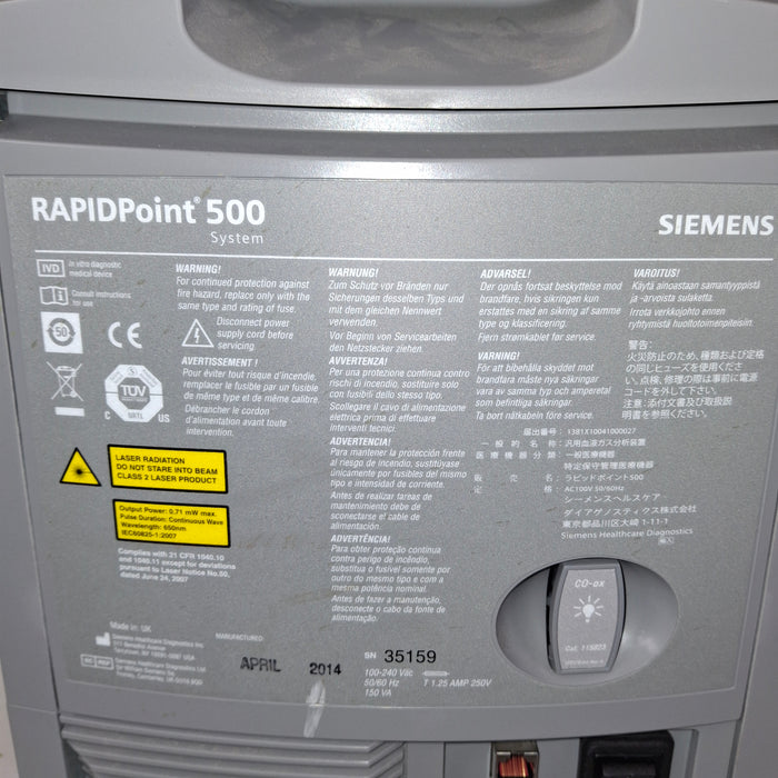 Siemens Rapidpoint 500 Blood Gas Analyzer