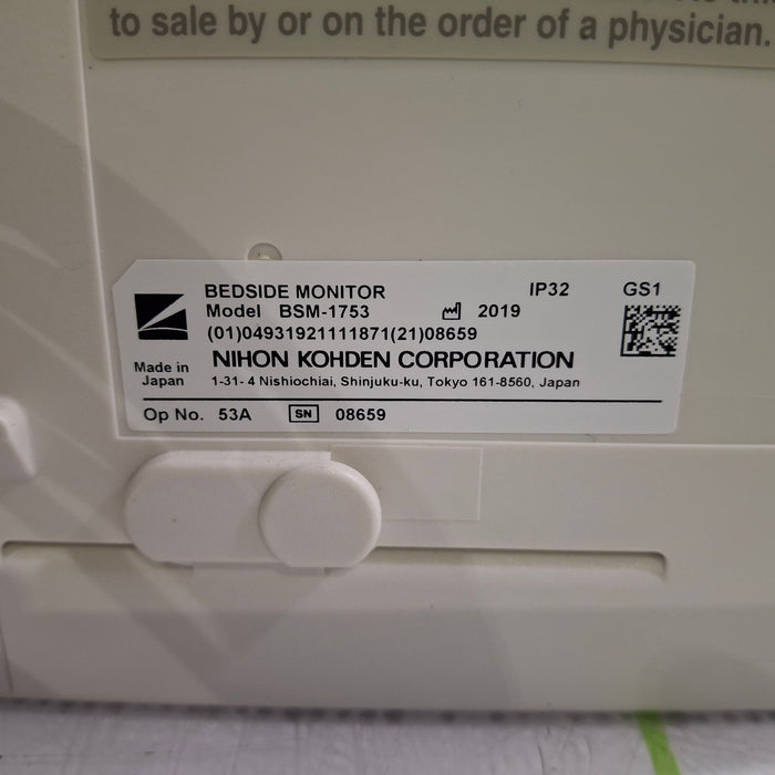 Nihon Kohden BSM-1753 Life Scope PT Transport Patient Monitor