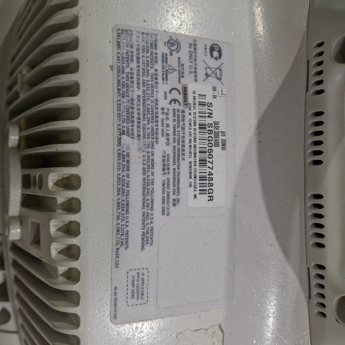GE Healthcare Dash 4000 Display Screen