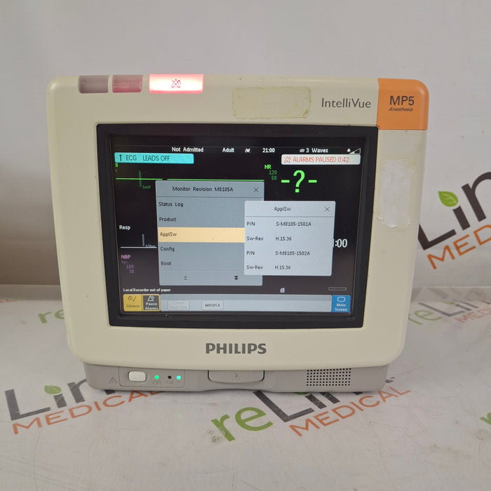 Philips Intellivue MP5 - ECG, Fast SpO2, NIBP Patient Monitor