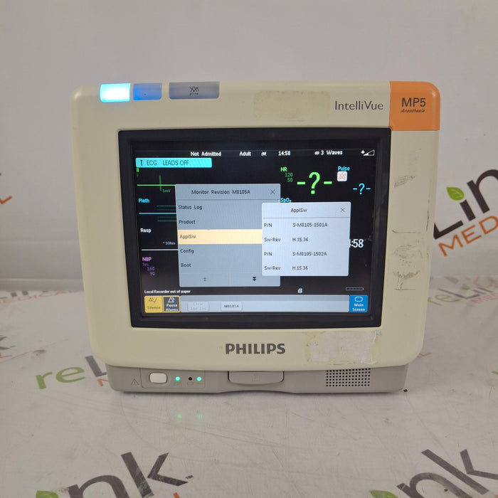 Philips Intellivue MP5 - ECG, Fast SpO2, NIBP Patient Monitor