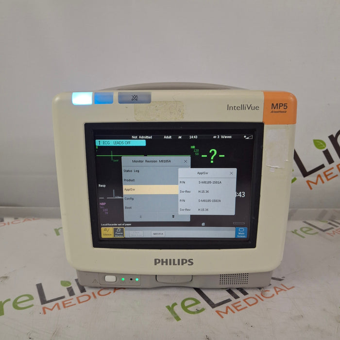 Philips Intellivue MP5 - ECG, Fast SpO2, NIBP Patient Monitor