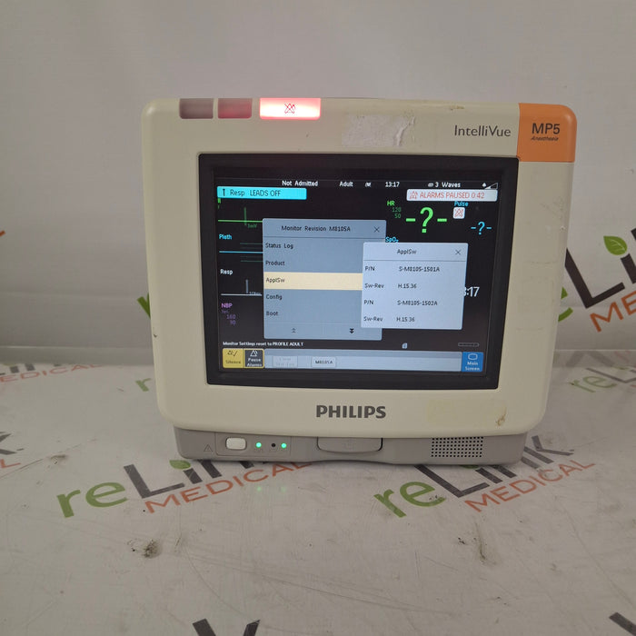 Philips Intellivue MP5 - ECG, Fast SpO2, NIBP Patient Monitor