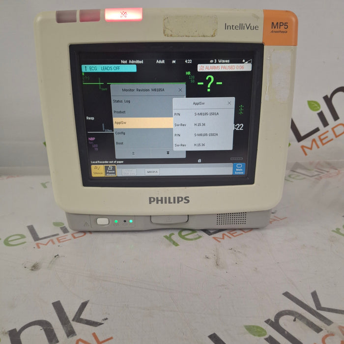Philips IntelliVue MP5 Anesthesia Fast SpO2, ECG, NBP Patient Monitor