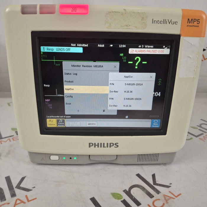 Philips IntelliVue MP5 Anesthesia Fast SpO2, ECG, NBP Patient Monitor