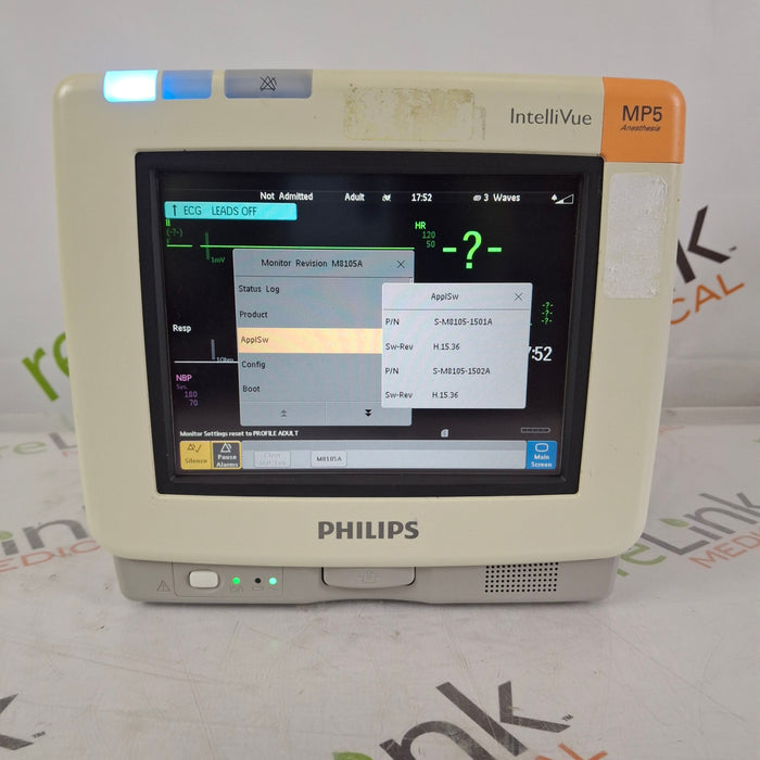 Philips IntelliVue MP5 Anesthesia Fast SpO2, ECG, NBP Patient Monitor