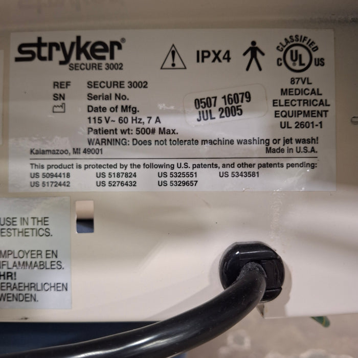 Stryker Secure II 3002 Hospital Bed