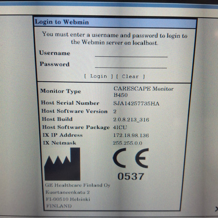 GE Healthcare Carescape B450 Critical Care Patient Monitor