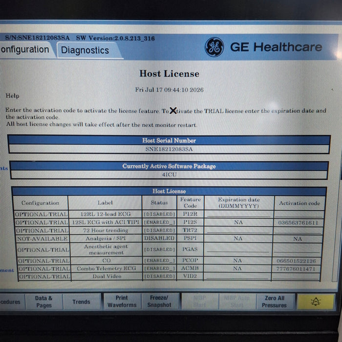 GE Healthcare Carescape B450 Critical Care Patient Monitor