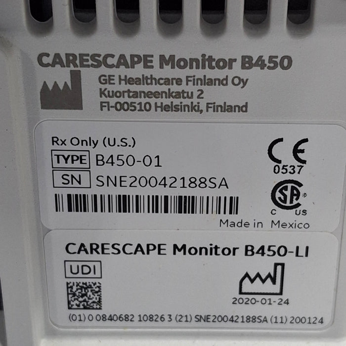 GE Healthcare Carescape B450 Critical Care Patient Monitor