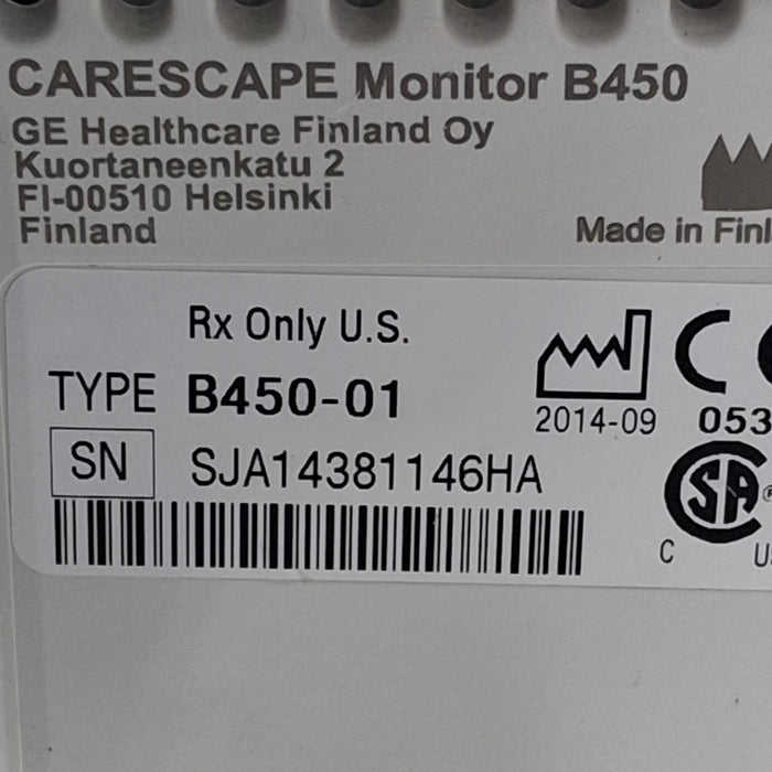GE Healthcare Carescape B450 Critical Care Patient Monitor