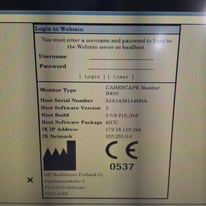 GE Healthcare Carescape B450 Critical Care Patient Monitor