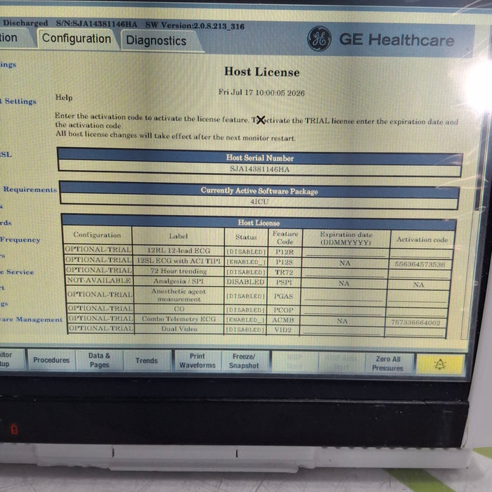 GE Healthcare Carescape B450 Critical Care Patient Monitor