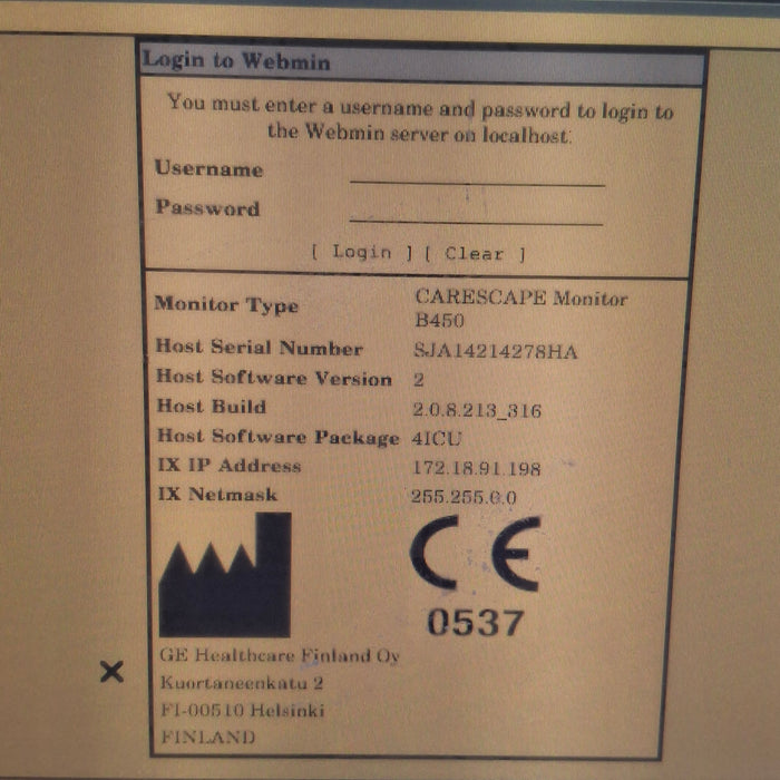 GE Healthcare Carescape B450 Critical Care Patient Monitor