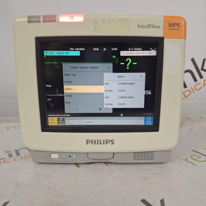 Philips Intellivue MP5 - ECG, Fast SpO2, NIBP Patient Monitor