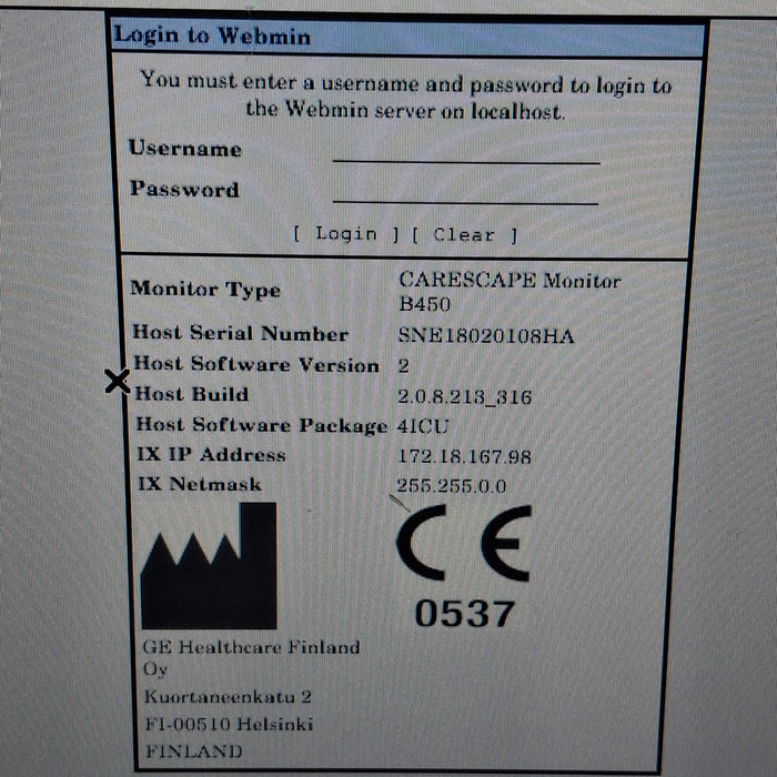 GE Healthcare Carescape B450 Patient Monitor