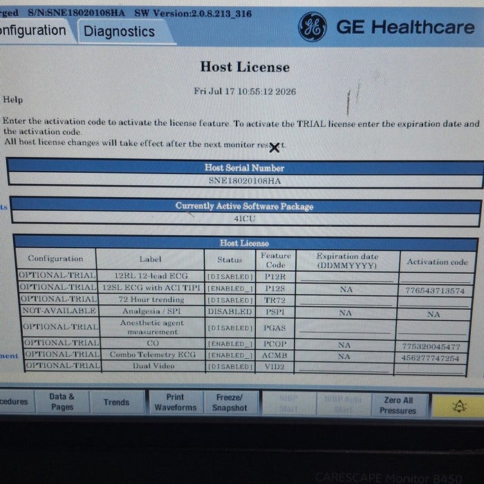 GE Healthcare Carescape B450 Patient Monitor