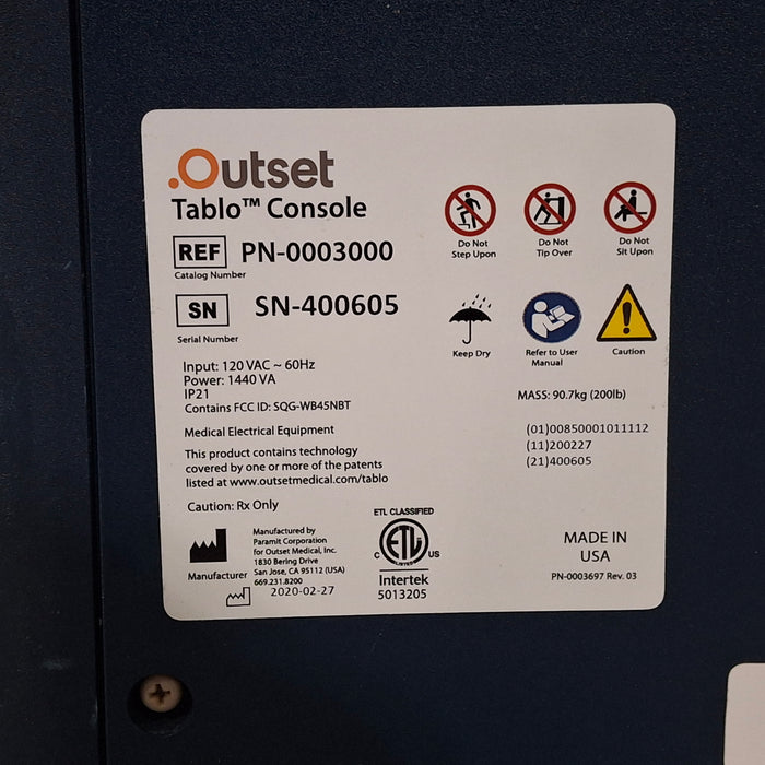 Outset Medical Tablo Console Hemodialysis System