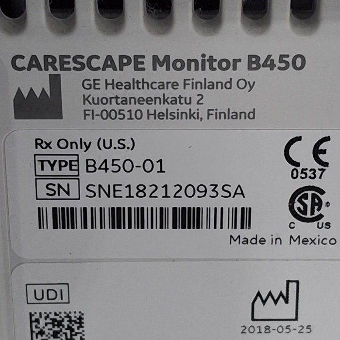 GE Healthcare Carescape B450 Critical Care Patient Monitor