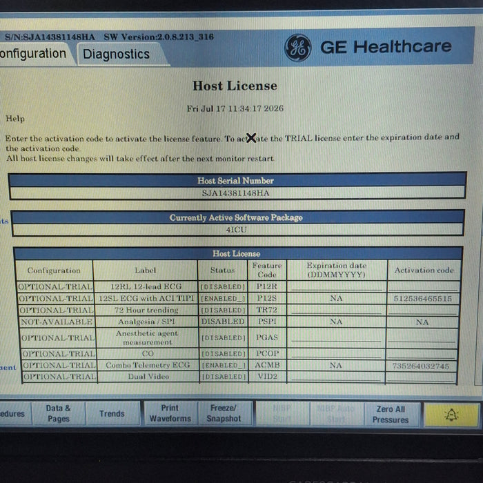 GE Healthcare Carescape B450 Patient Monitor