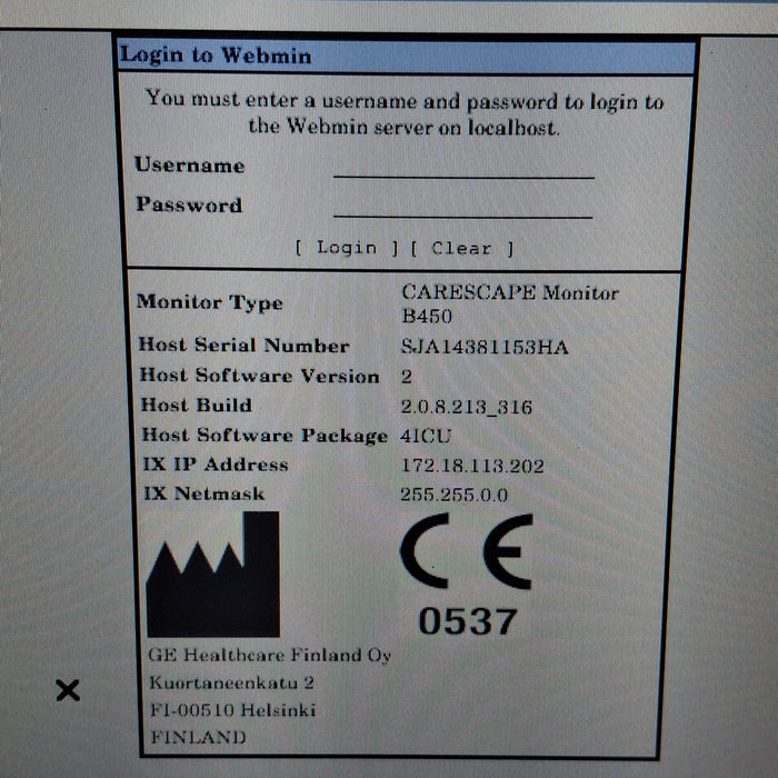 GE Healthcare Carescape B450 Critical Care Patient Monitor
