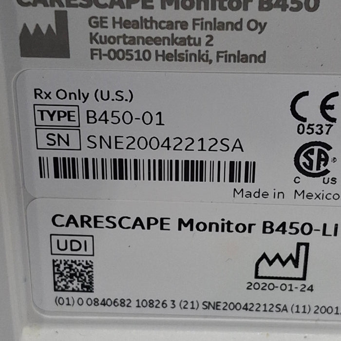 GE Healthcare Carescape B450 Critical Care Patient Monitor