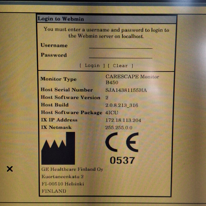 GE Healthcare Carescape B450 Critical Care Patient Monitor
