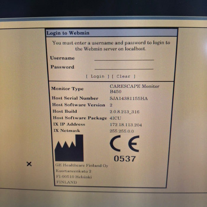 GE Healthcare Carescape B450 Critical Care Patient Monitor