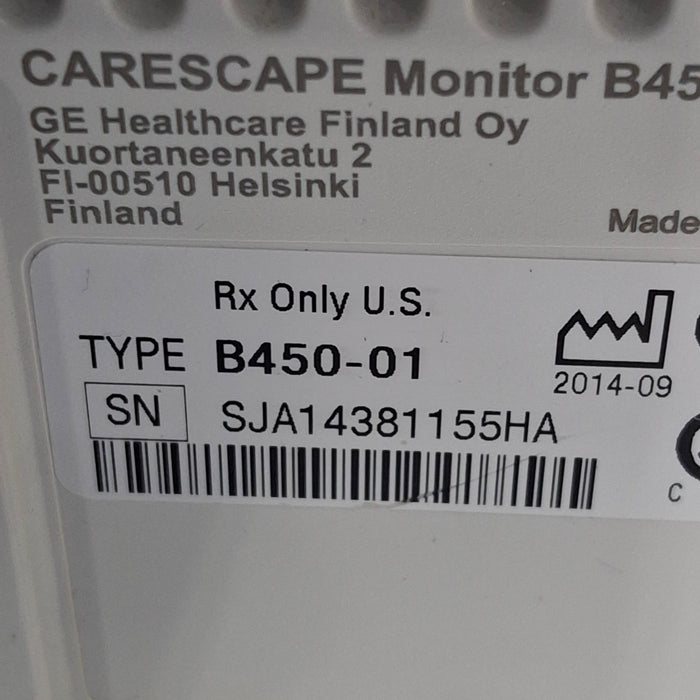 GE Healthcare Carescape B450 Critical Care Patient Monitor