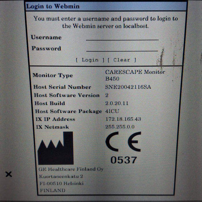 GE Healthcare Carescape B450 Critical Care Patient Monitor